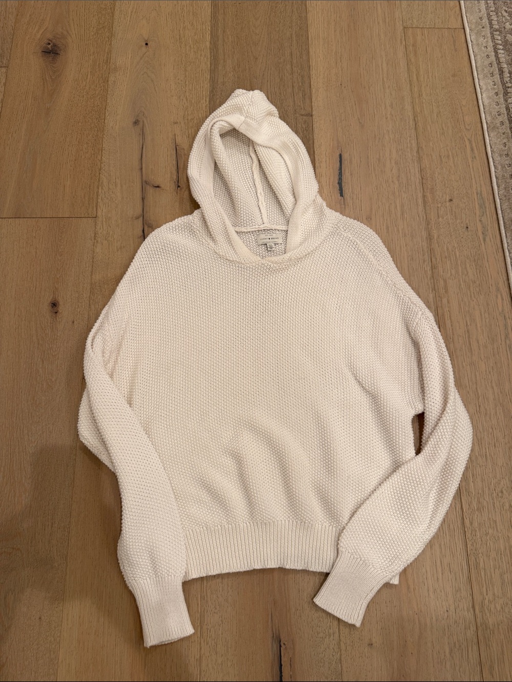 Lucky brand Cozy Ivory Hooded Knit Sweater - Women size medium